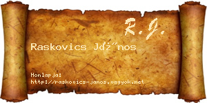 Raskovics János névjegykártya